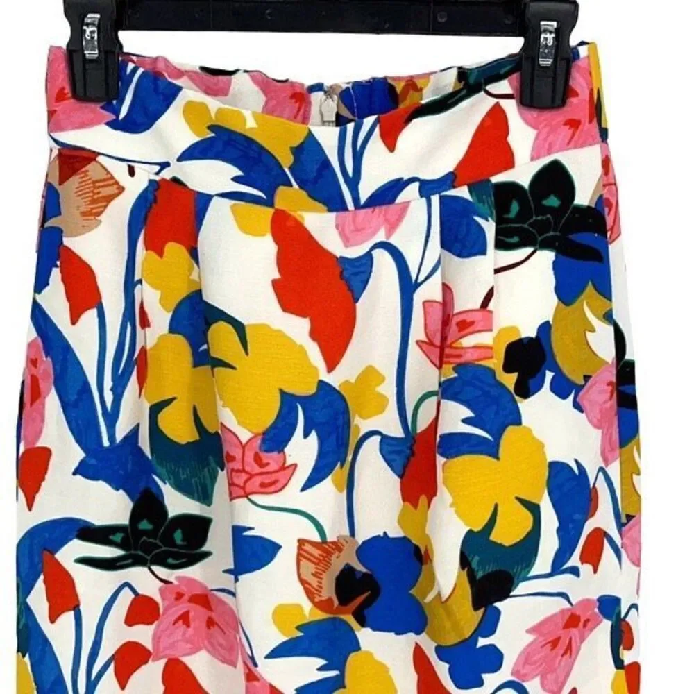 J.Crew Pintucked Midi‎ Skirt Lined  Morning Floral Size 8P - Picture 3 of 12